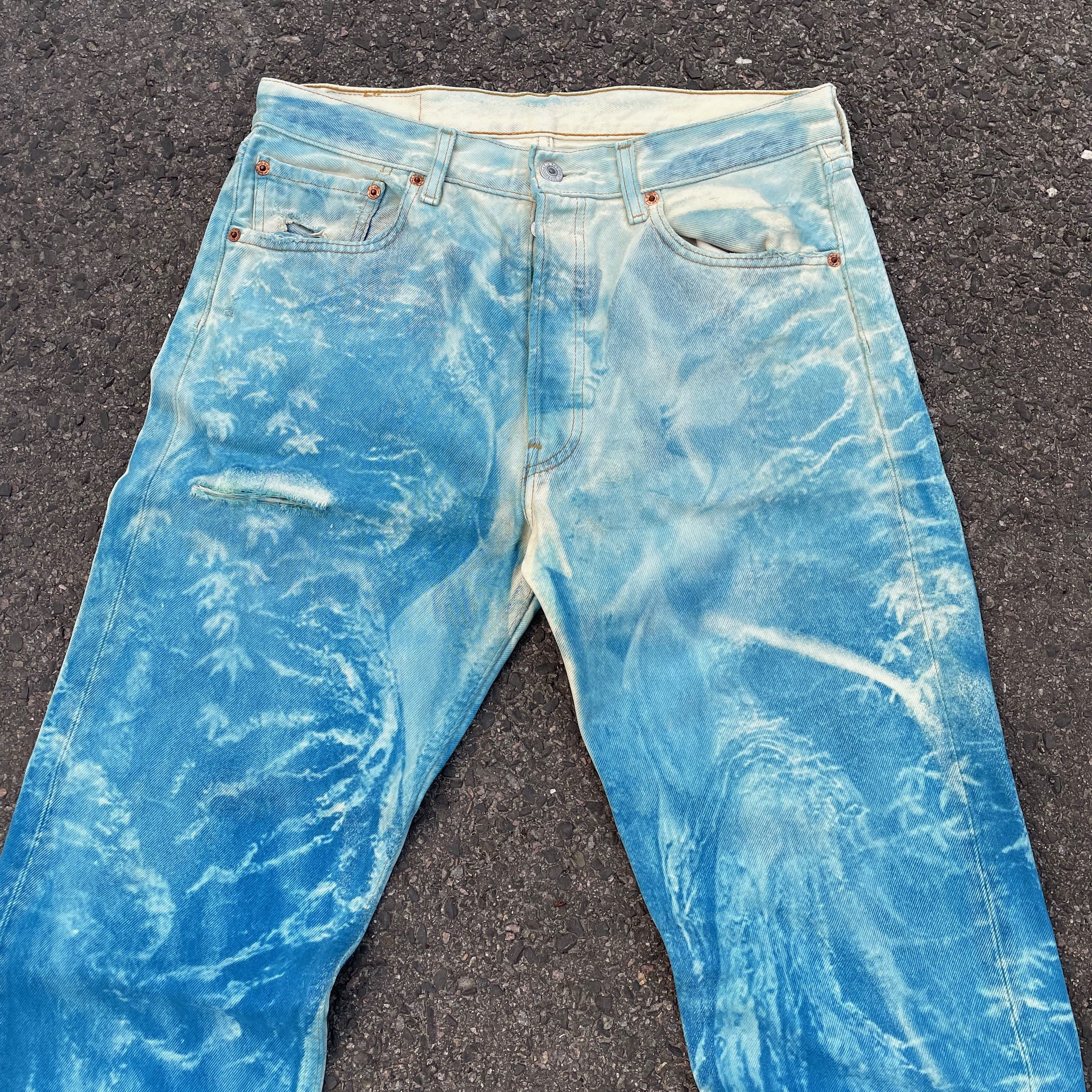 Levi's Custom Levi’s 32x32 Blue Art Print Jeans Y2K Grunge Size US 32 / EU 48 - 5 Thumbnail