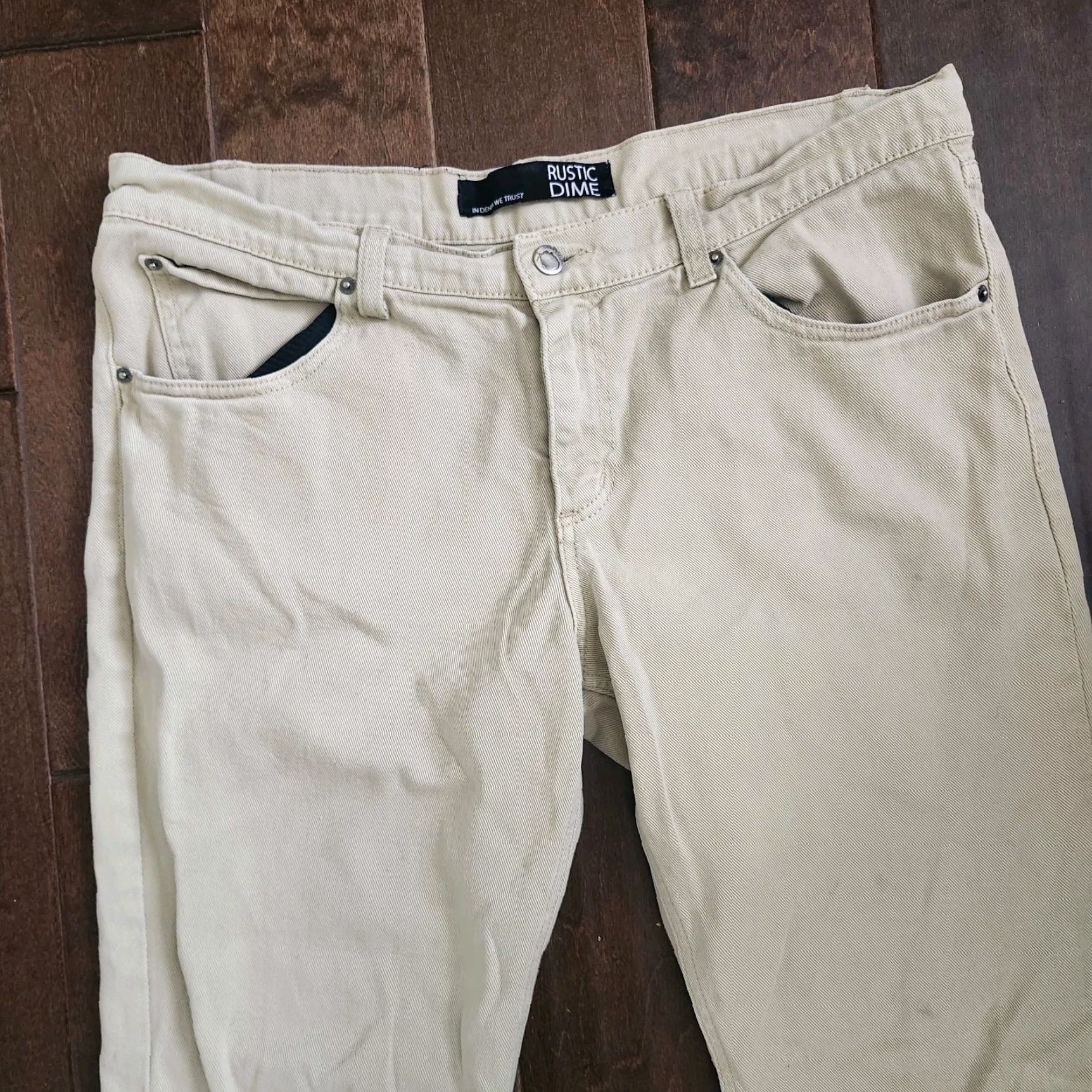 Vintage Rustic Dime Jeans Men Skinny Fit 34 Beige Khaki Cotton Blend Stretch 29 Inseam Size 34 Regular Solid Vintage No N/A Size US 34 / EU 50 - 5 Thumbnail