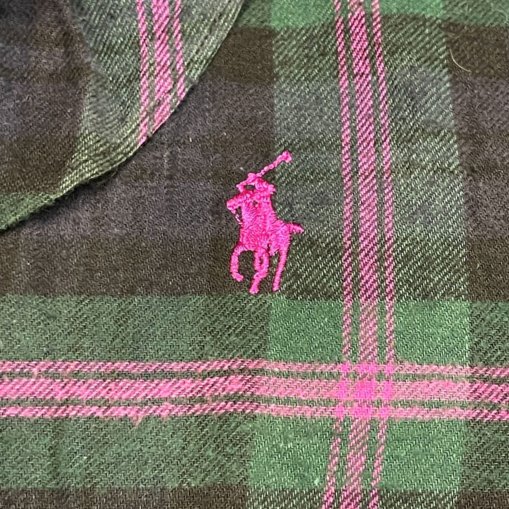 Ralph Lauren Ralph Lauren Plaid 100% Cotton Flannel Shirt Dress Medium Green/Black/Pink Long Sleeve Button Front Ruffle Casual Shirt Dress Womens Size M / US 6-8 / IT 42-44 - 5 Thumbnail