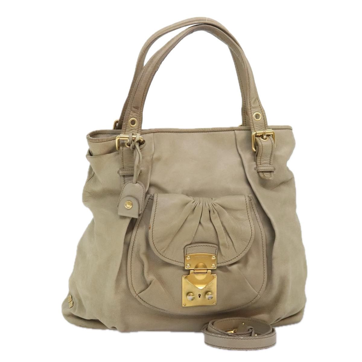 Miu Miu Miu Miu Tote Bag Leather 2way Beige Gold Auth fm3858 Grailed