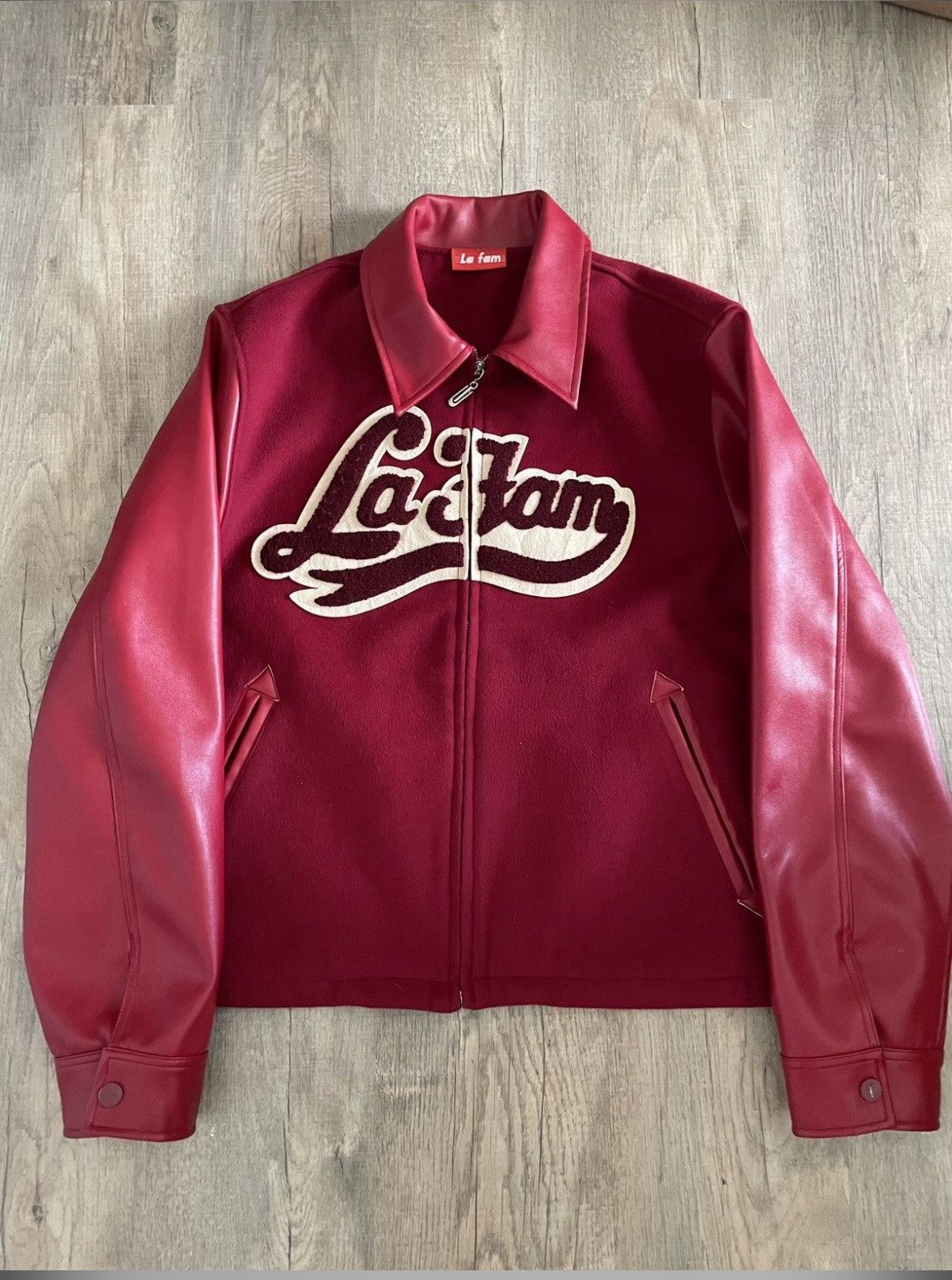 Vintage La Fam Amsterdam red varsity jacket Size US L / EU 52-54 / 3 - 1 Thumbnail