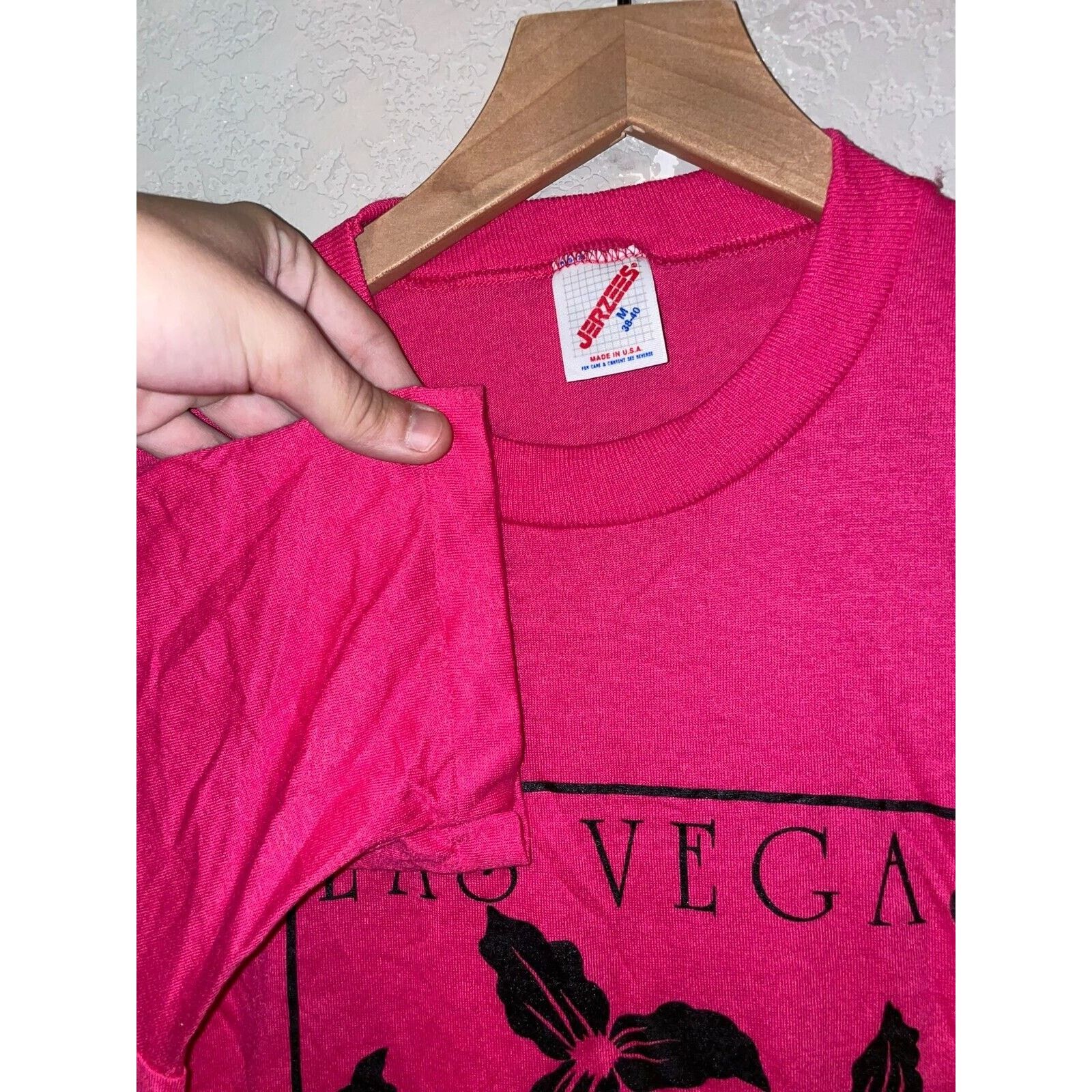 Jerzees Vintage Las Vegas Shirt NV Nevada Flower Pink Tee VTG 90s M Size US M / EU 48-50 / 2 - 6 Thumbnail
