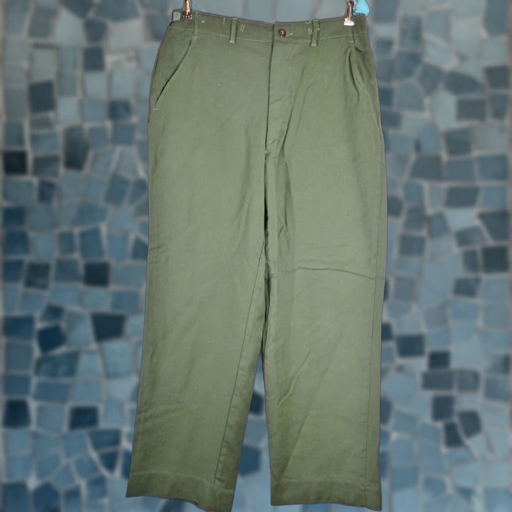 Vintage VINTAGE USGI M-1951 Wool Field Trousers Green Military Pants Small 31x28 Korean War Mens Size US 29 - 1 Thumbnail