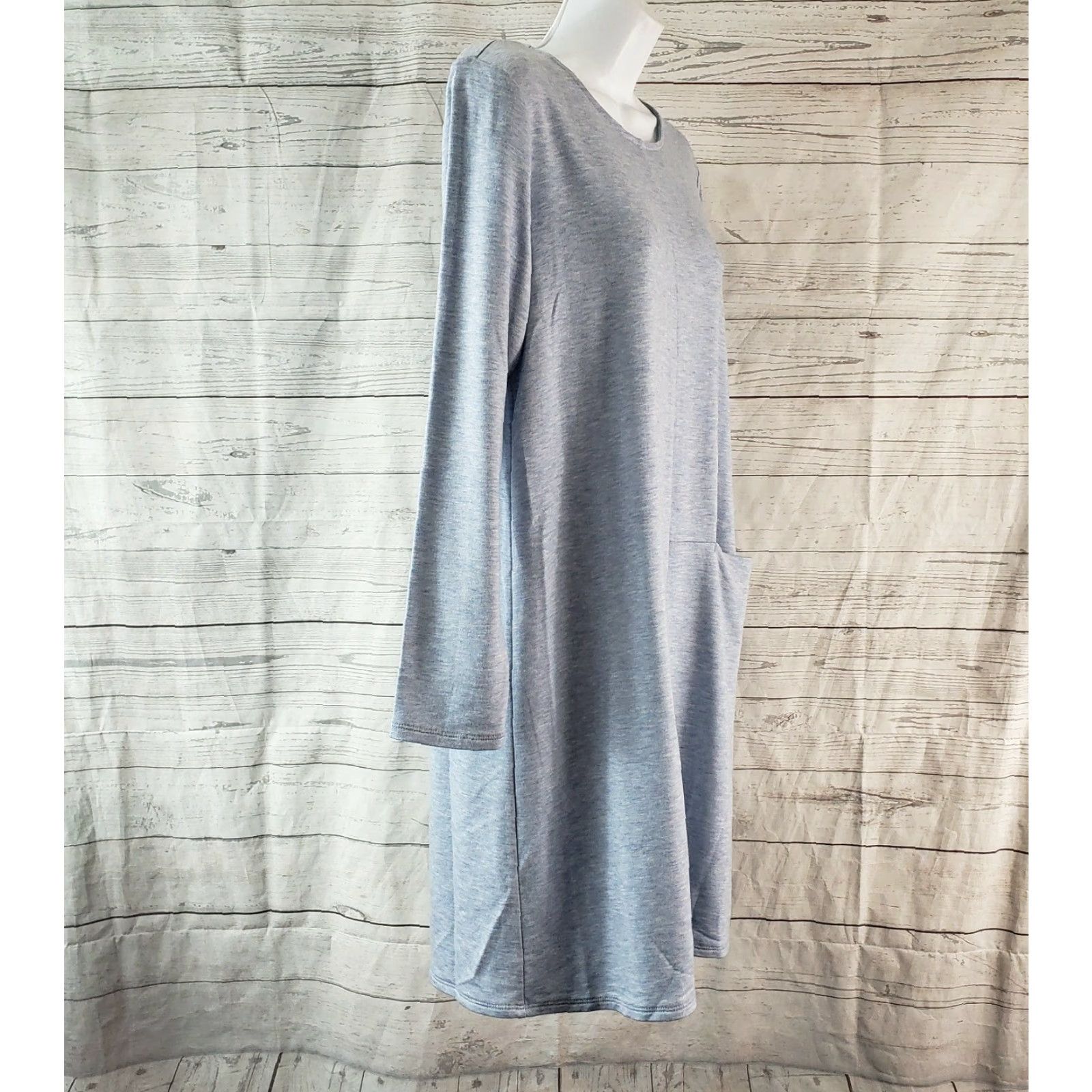 Vintage PureJill Womens Luxe Tencel Tunic Dress Sz Medium Blue Long Sleeve Pockets Shirt Dress Womens Medium Blue 90s? Size M / US 6-8 / IT 42-44 - 3 Thumbnail