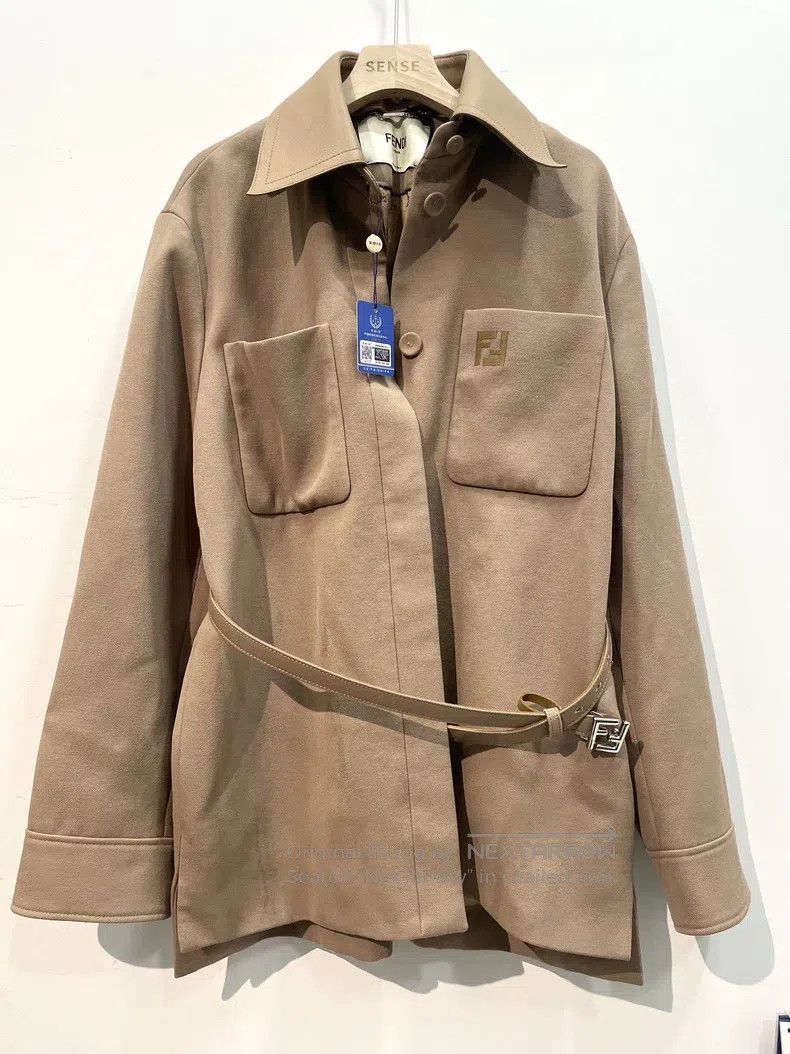Fendi Fendi Twill Wool with Sheepskin Collar, Embroidered Letter Size S / US 4 / IT 40 - 1 Thumbnail