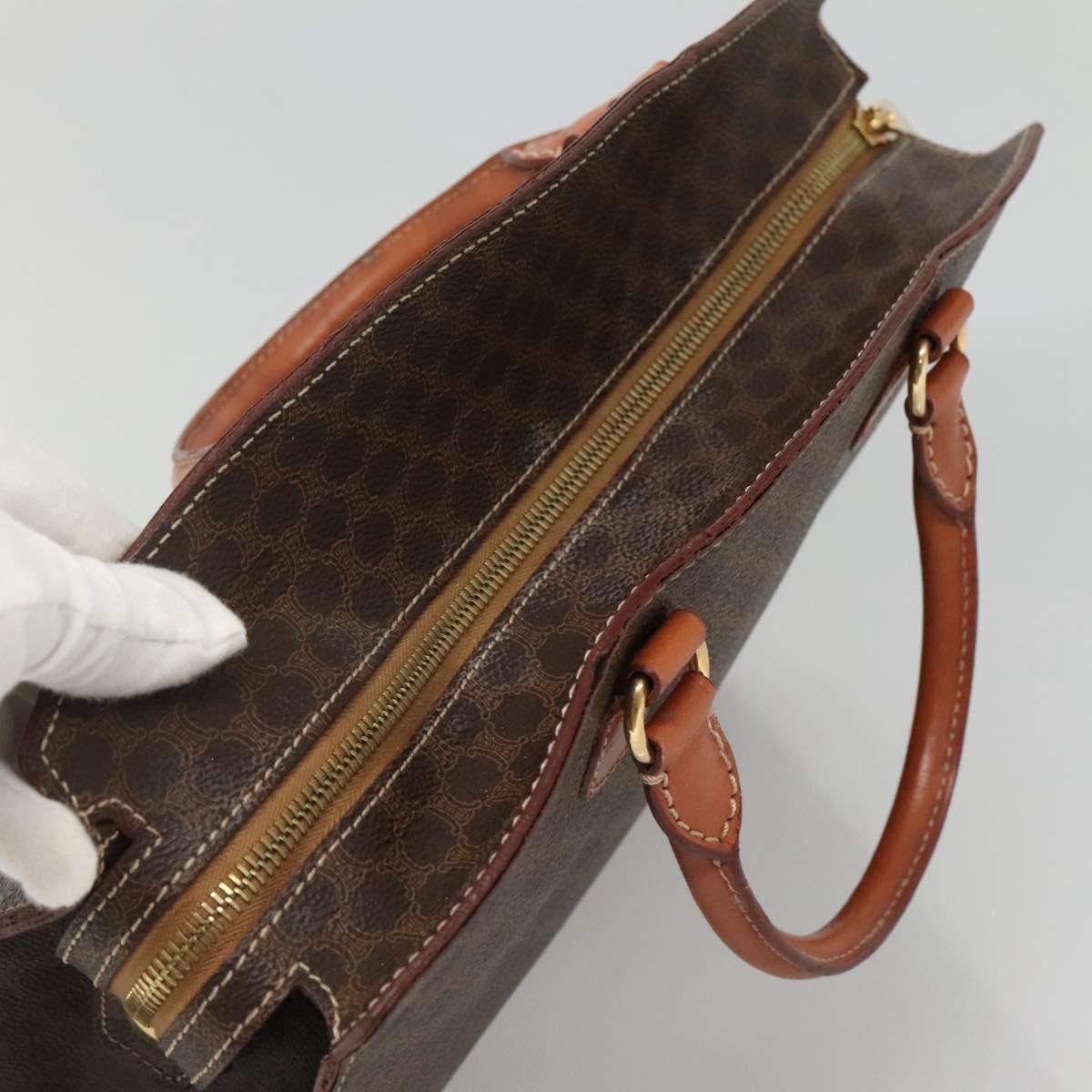 Celine CELINE Macadam Canvas Hand Bag Pvc Leather Brown Gold Size ONE SIZE - 6 Thumbnail