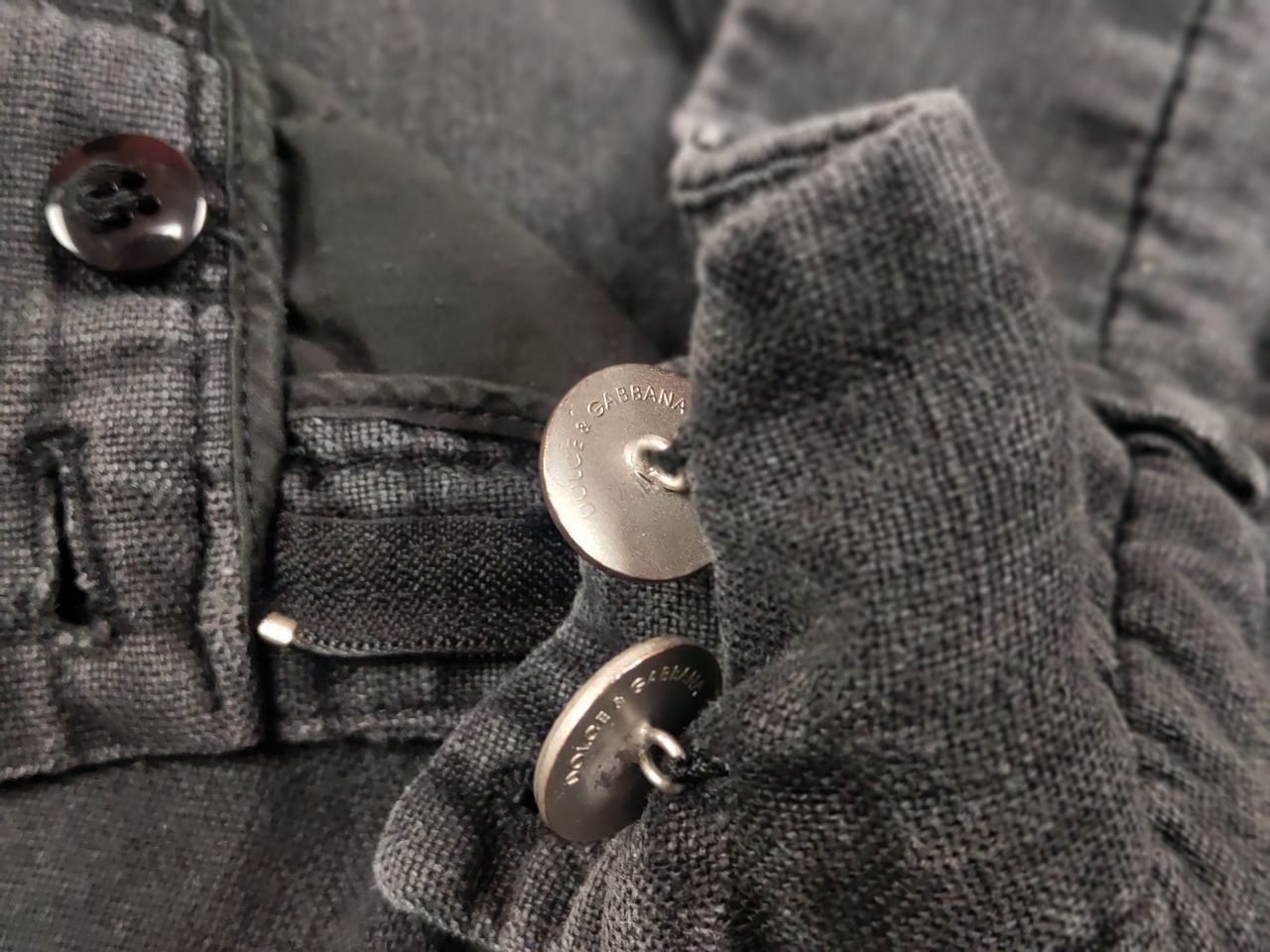 Dolce & Gabbana Vintage Dolce & Gabbana Linen Black Faded Trouser Pants Size 29" - 16 Thumbnail