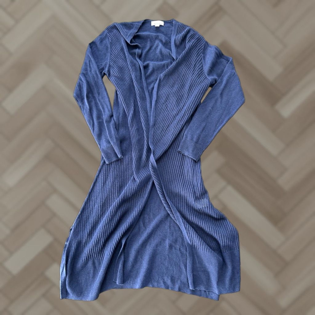 Vintage Allison Joy Cardigan Sweater Blue Open Front Cotton Blend Women's Small Cardigan Womens Small Blue Cotton Blend Open Front Sweater Size S / US 4 / IT 40 - 1 Thumbnail