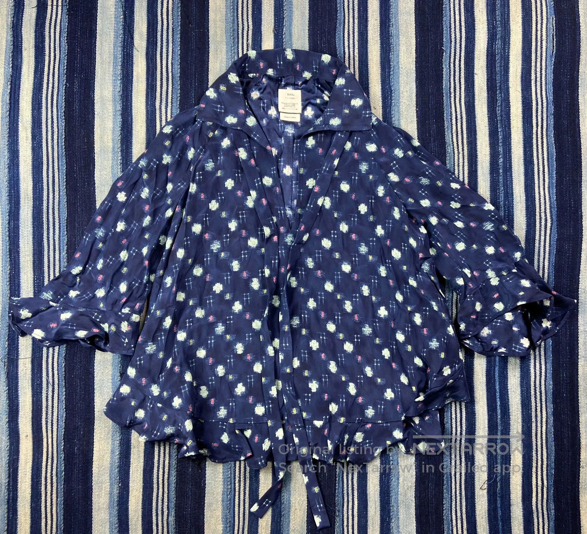 Visvim navy silk ruffle shirt by visvim. Size S / US 4 / IT 40 - 2 Thumbnail