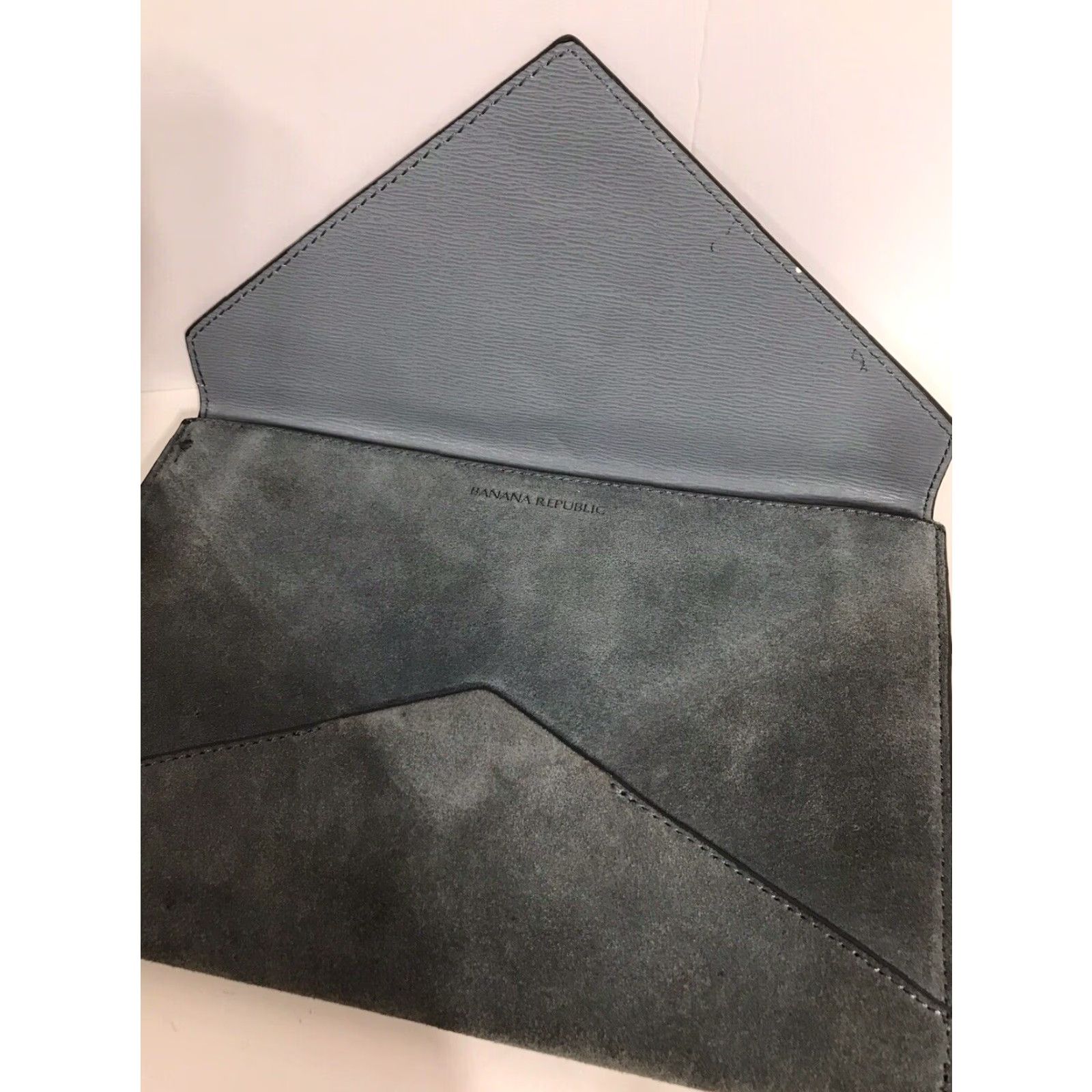 Banana Republic Banana Republic Blue Suede Clutch Bag Women's Medium Formal Casual Party Travel Leather Style Size ONE SIZE - 2 Thumbnail