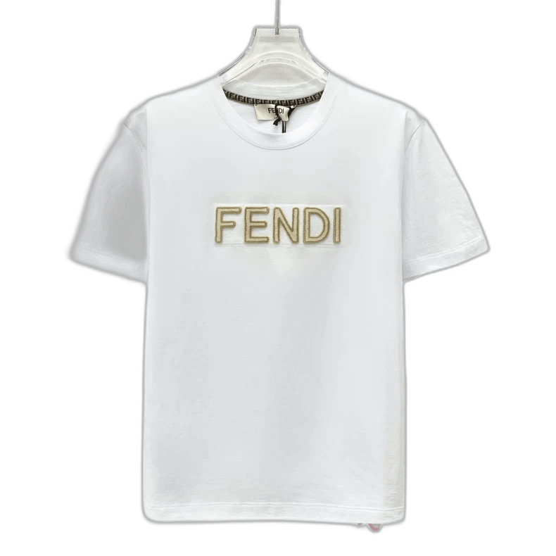 Fendi Fendi White Logo Cotton T-Shirt Size M Size M / US 6-8 / IT 42-44 - 1 Thumbnail