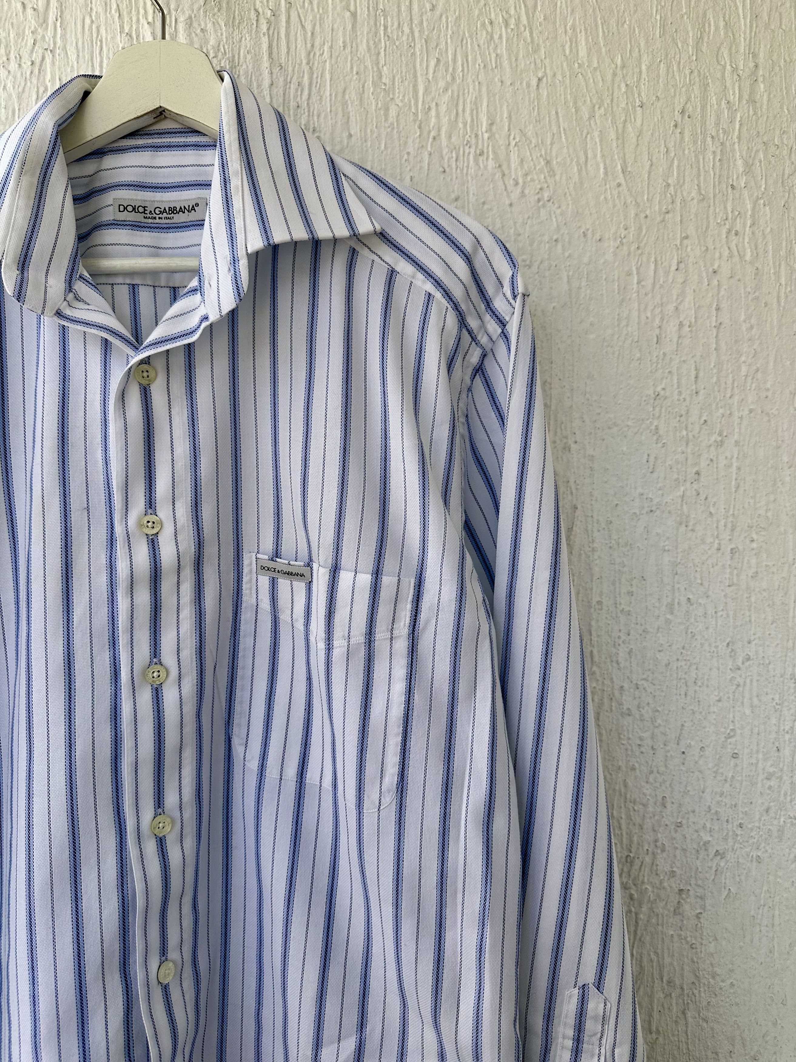 Dolce & Gabbana white and blue striped shirt Size US L / EU 52-54 / 3 - 2 Thumbnail