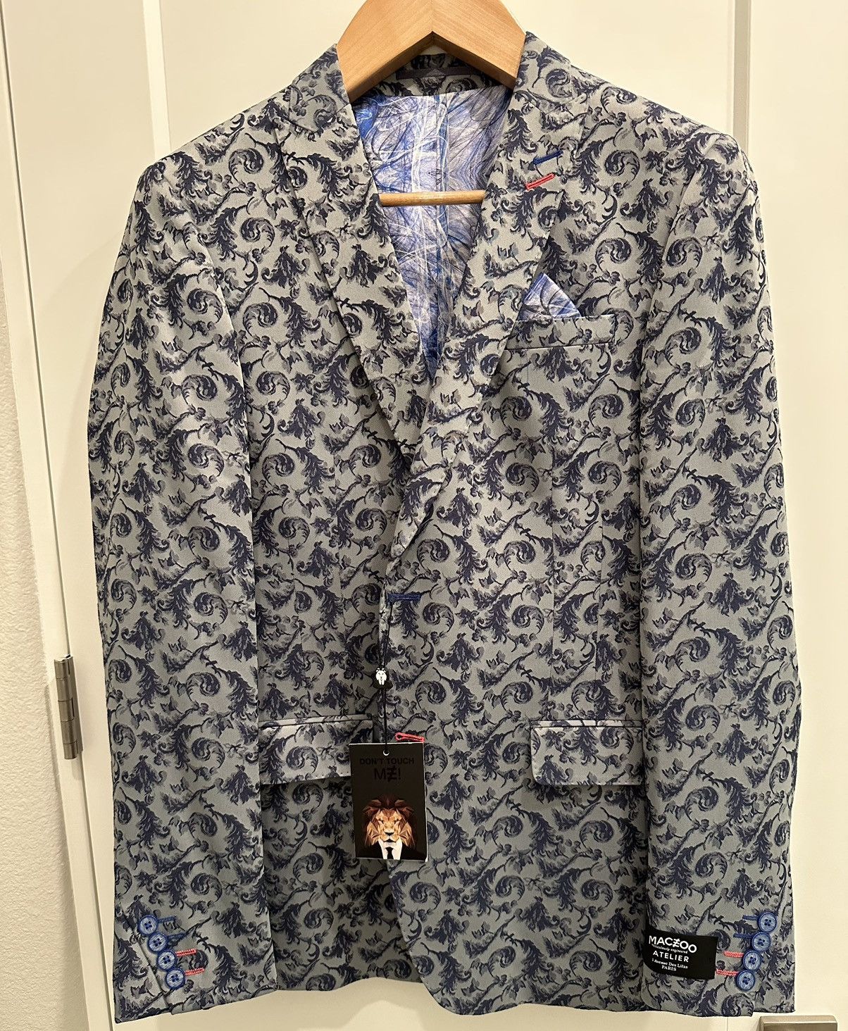 Maceoo MACEOO Paris Men’s Descartes Swirl Blue Blazer Size 40/3 NWT Size 40R - 2 Thumbnail