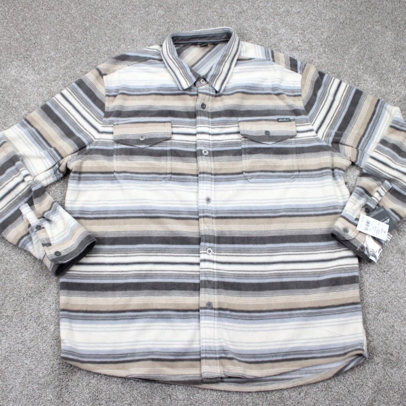 Eddie Bauer Eddie Bauer Chutes Shirt Jacket Ivory Striped XL Mens NWT L/S Button Shacket Coat Quilted Pocket Col lars Size US XL / EU 56 / 4 - 2 Thumbnail