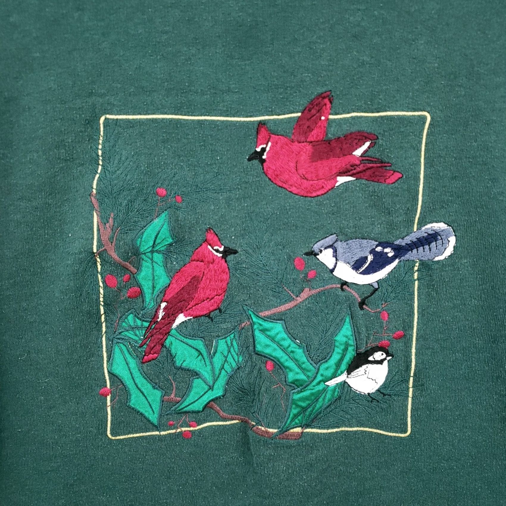 Vintage VINTAGE Nutcracker Sweatshirt Womens 1X Plus Green Embroidered Bird Fleece 90s Size XL / US 12-14 / IT 48-50 - 4 Thumbnail