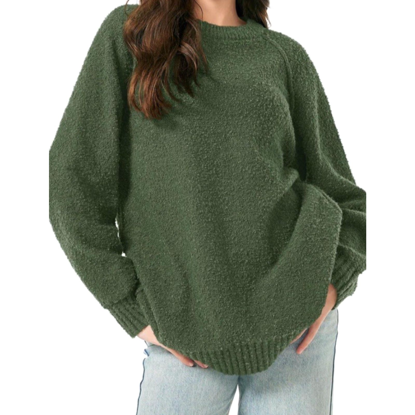 Vintage Saodimallsu Women's Oversized Crew Neck Long Sleeve Sweater - Green Size L - NWT Vintage? Size L / US 10 / IT 46 - 3 Thumbnail