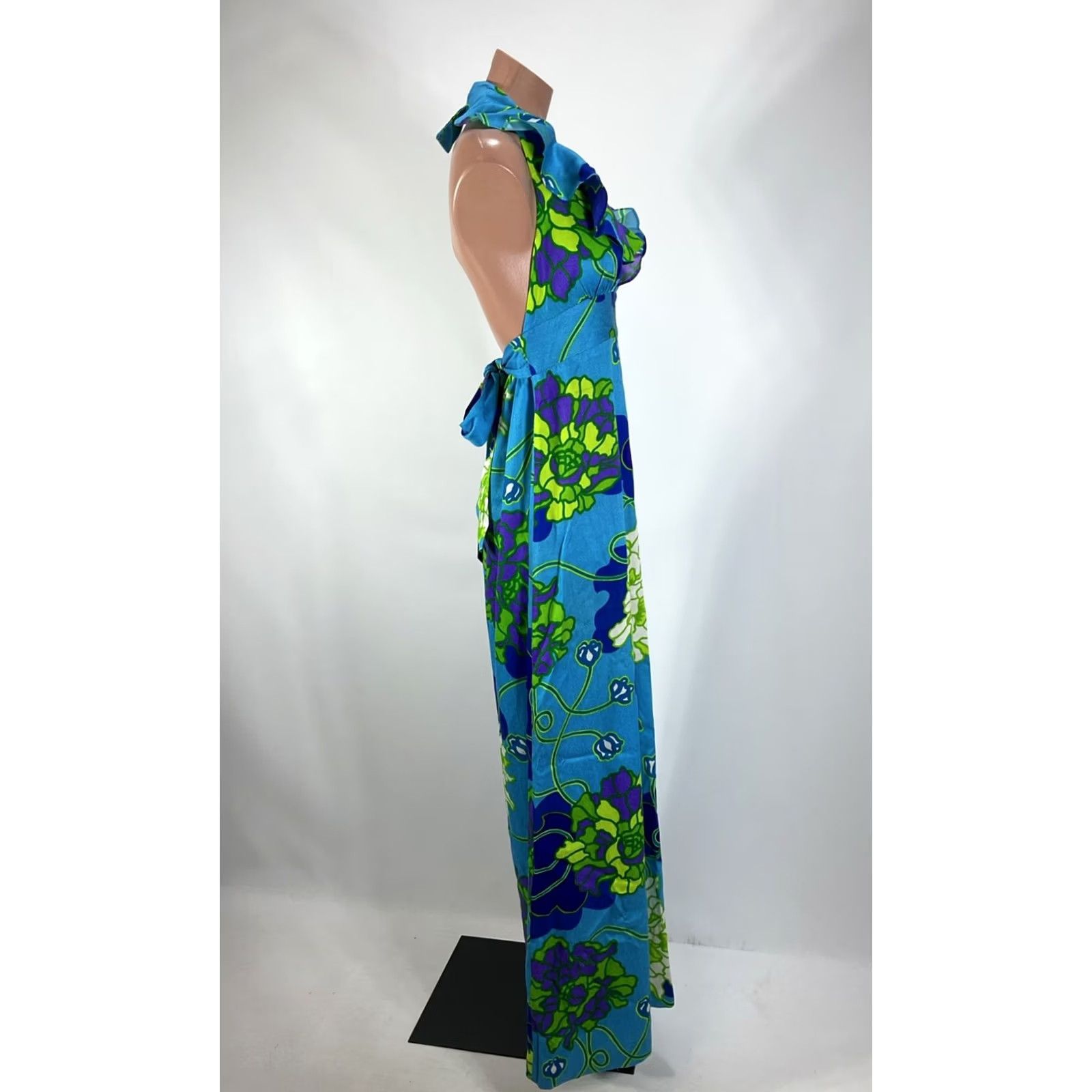 Vintage VINTAGE Pomare Hawaii Maxi Halter Tiki Dress Floral Blue Purple Psychedelic Dress Womens 70s 60s Hawaiian Casual Party/Cocktail Summer Fall Size M / US 6-8 / IT 42-44 - 5 Thumbnail