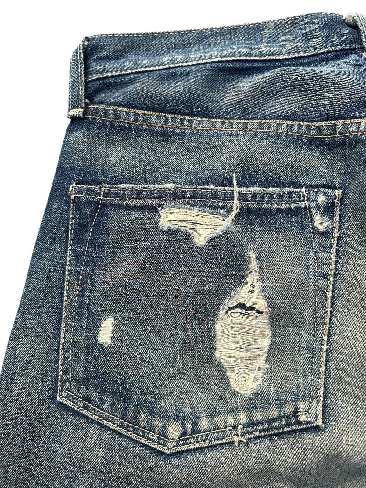 Kapital Thrashed Vintage Levis Big E Selvedge Distressed Denim jeans Size US 32 / EU 48 - 14 Thumbnail