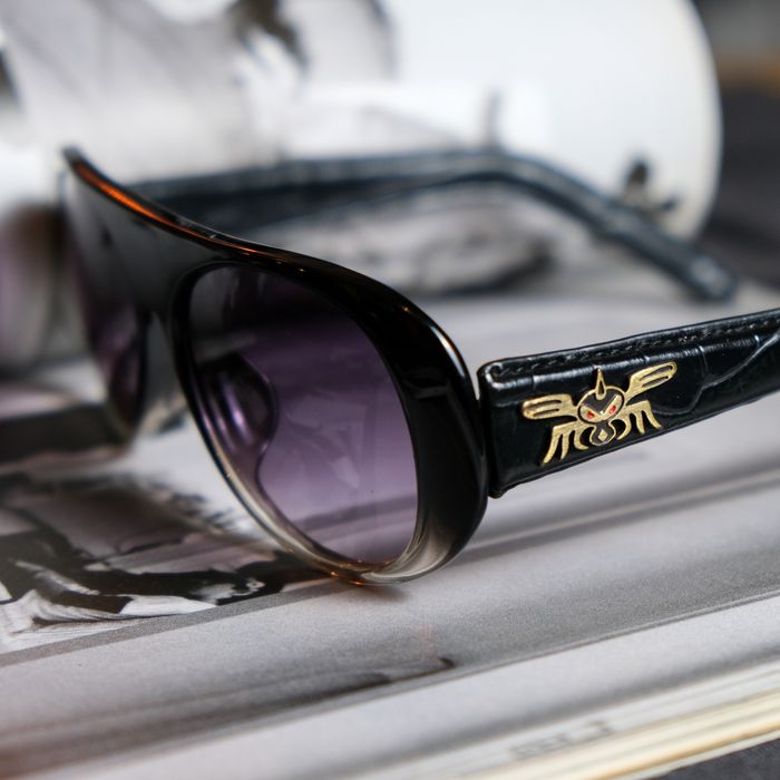 Vintage Vintage Black Flys Leather Sunglasses - Black | Grailed