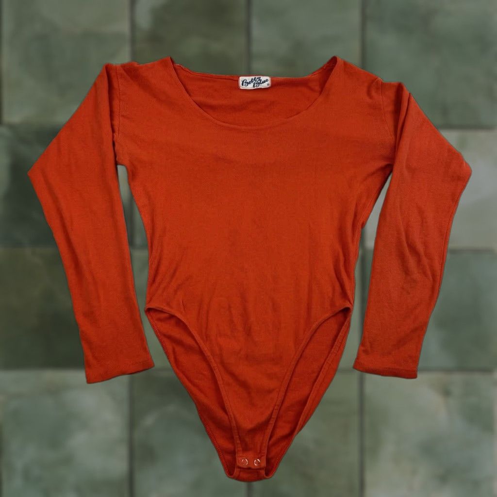 Vintage VINTAGE Betty Blue Bodysuit Women’s Medium Orange Disco 1970s Long Sleeve Scoop Neck Casual Size M / US 6-8 / IT 42-44 - 1 Thumbnail