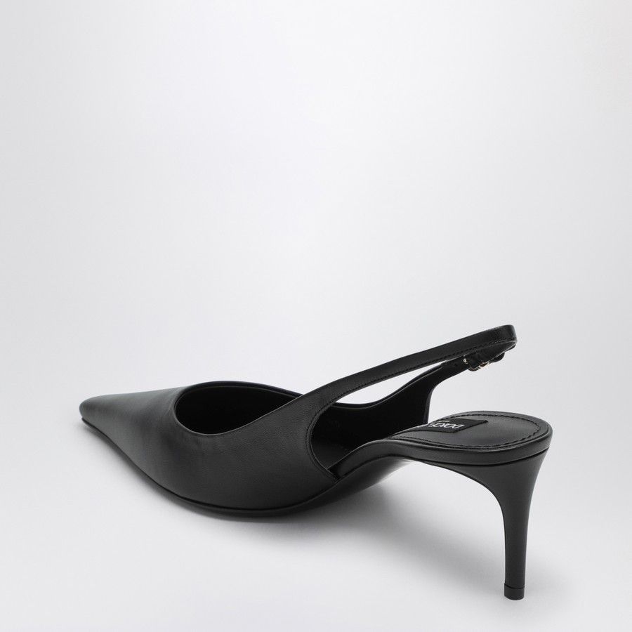 Dolce & Gabbana o1d2blof0824 Leather Slingback Decollete in Black Size US 10 / IT 40 - 5 Thumbnail