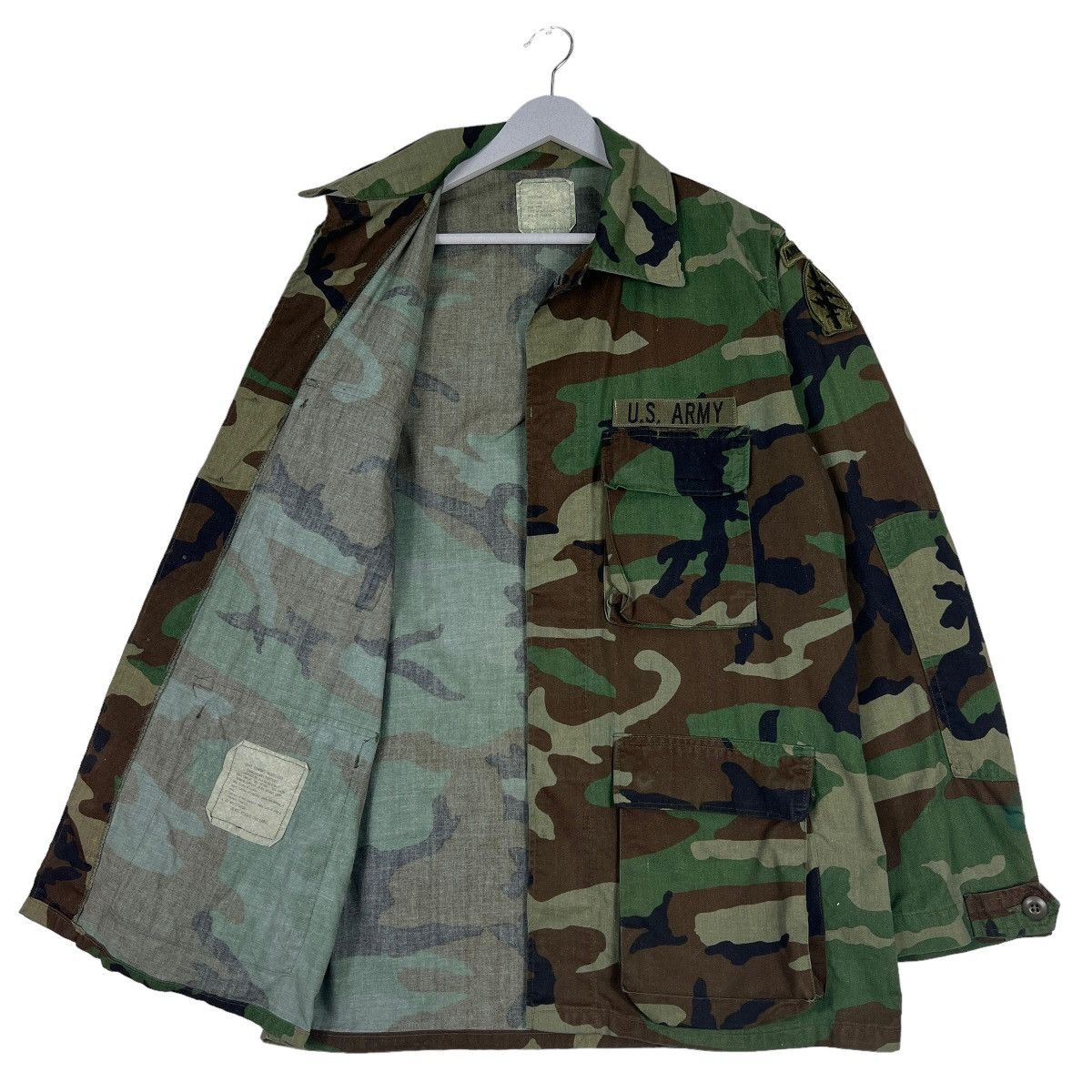 Vintage 🔥 VINTAGE US ARMY COMBAT WOODLAND CAMOUFLAGE JACKET Size US M / EU 48-50 / 2 - 10 Thumbnail