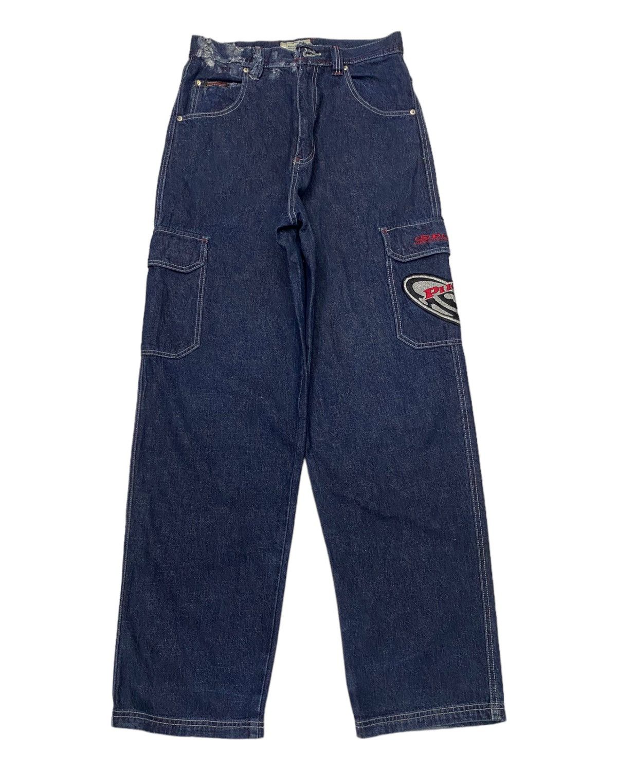 JNCO 🔥BAGGY DENIM CARGO PANTS PIKO HAWAIIAN DISTRESS RIPS DENIM Size US 30 / EU 46 - 2 Thumbnail