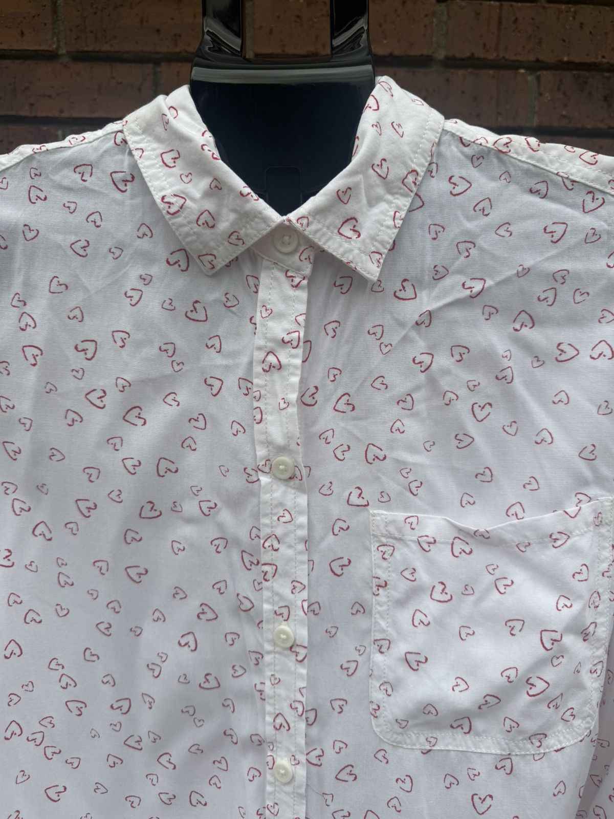 Other Beach Lunch Lounge Button Up Shirt Top White Red Heart Size M / US 6-8 / IT 42-44 - 7 Thumbnail