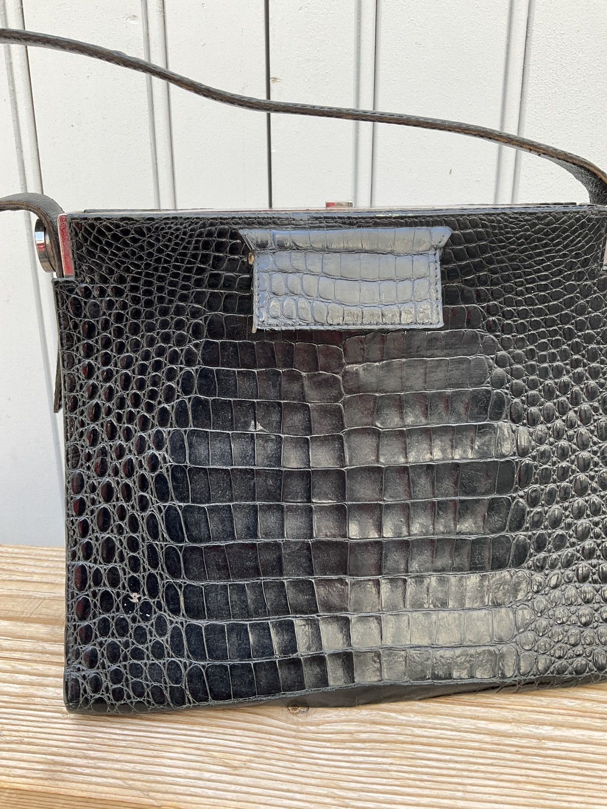 Authentic vintage 60's bag in black leather
