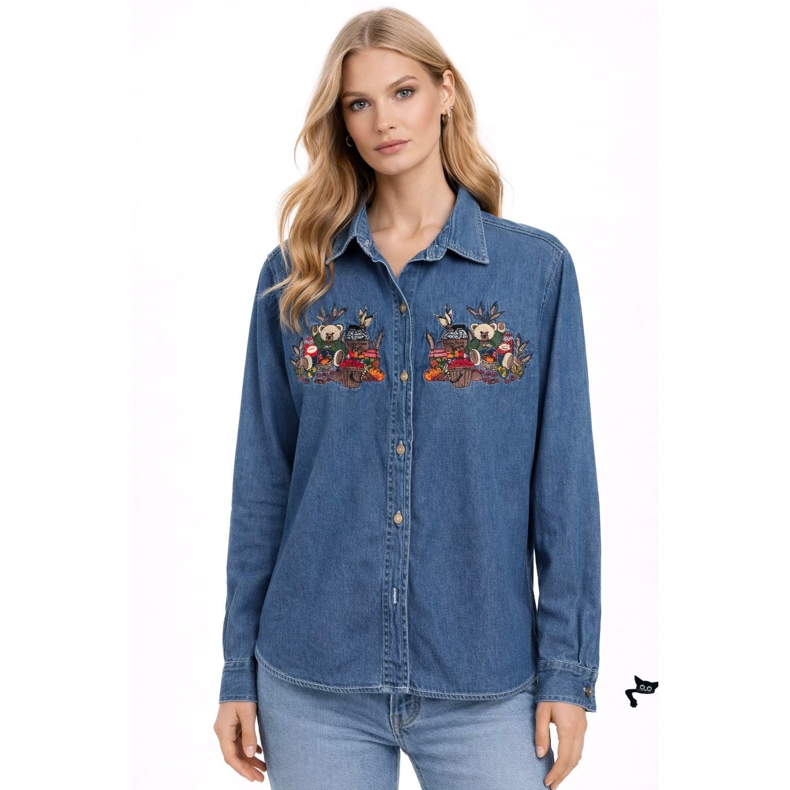 Cabin Creek Cabin Creek Vintage Denim Embroidered Teddy Bear Shirt PL Size L / US 10 / IT 46 - 4 Thumbnail