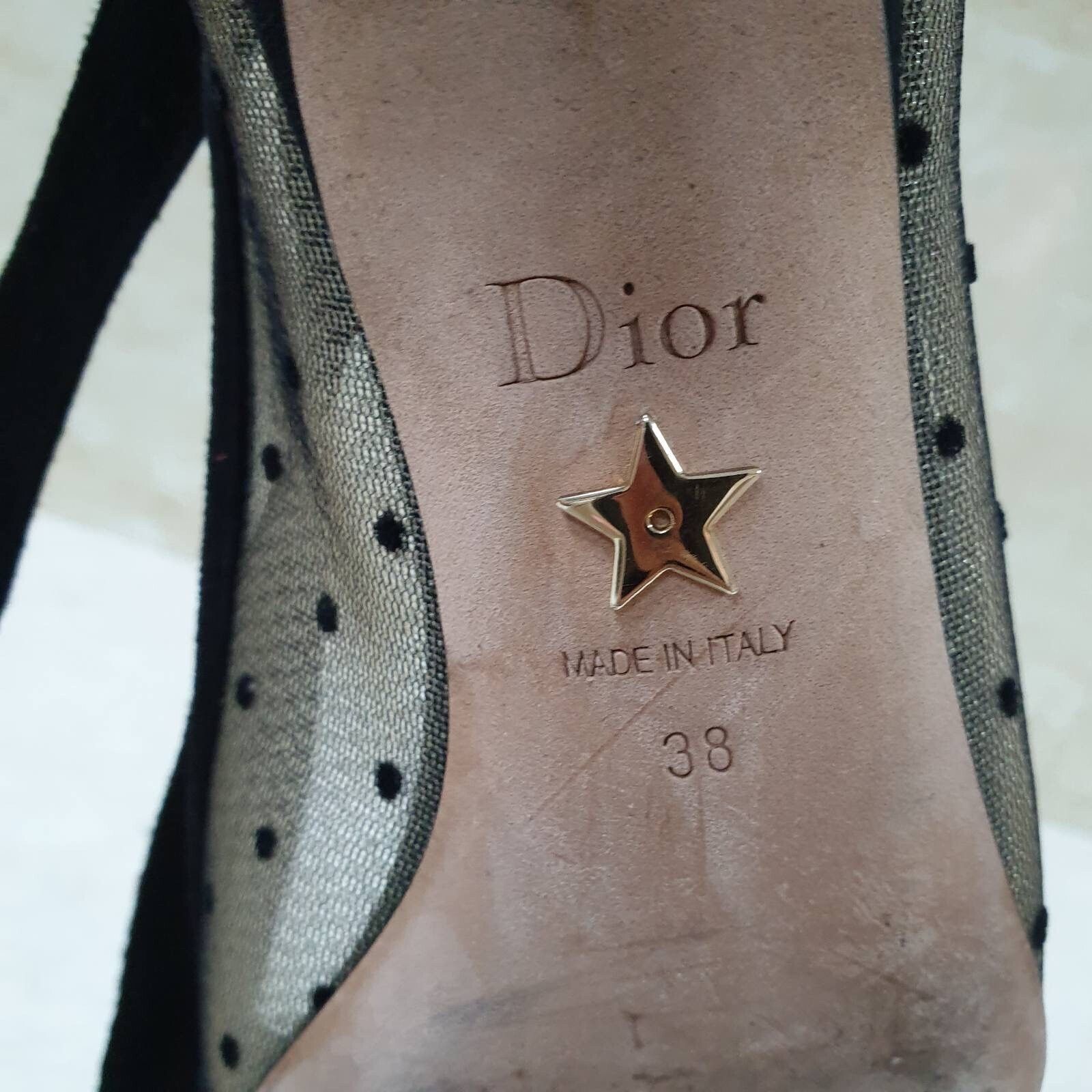 Dior Dior Black Mesh Suede D Polka Dot Pointed Toe Pumps sz.38 Size US 7 / IT 37 - 5 Thumbnail
