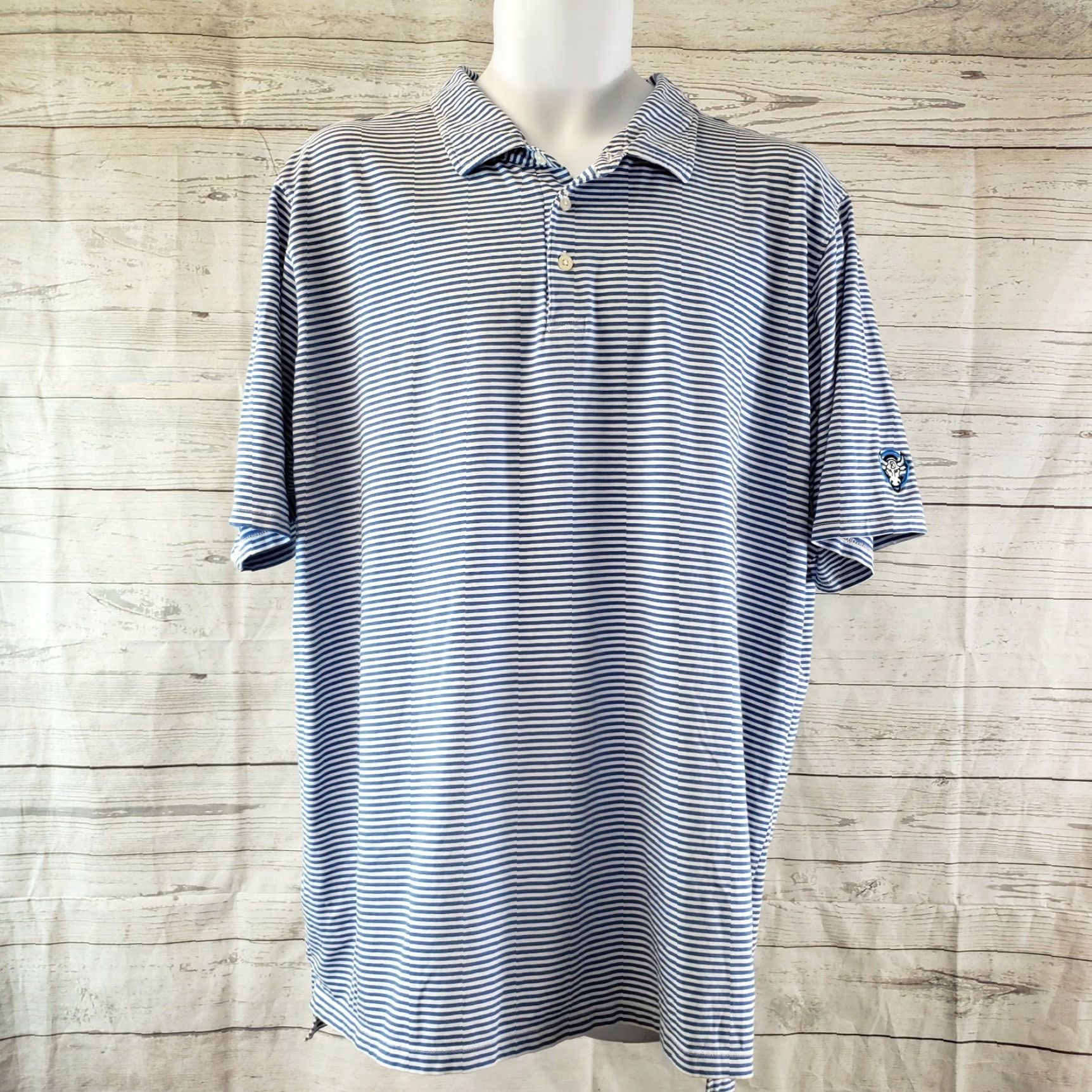 Vintage B. Draddy Polo Shirt Mens 2XL Blue White Stripe Short Sleeve Shirt Polo Size US XXL / EU 58 / 5 - 2 Thumbnail