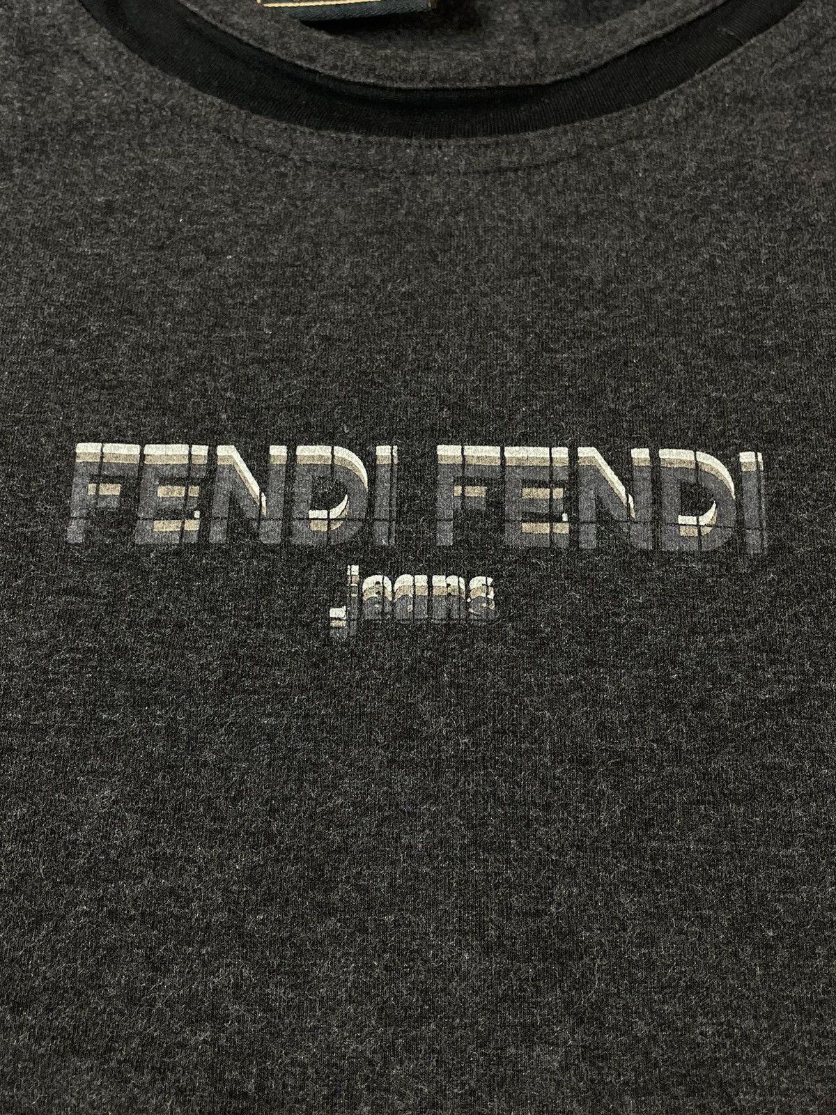Fendi × Vintage Vintage 90s Fendi Jeans FF Graphic Logo Longsleeve Gray Size M / US 6-8 / IT 42-44 - 4 Thumbnail