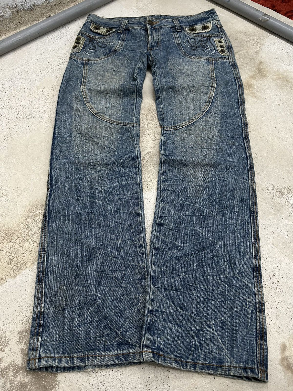 20471120 × Hysteric Glamour × Japanese Brand JWYZ Pocketwork Baggy Distressed Clawn Mark Rivet Button Size US 32 / EU 48 - 2 Thumbnail