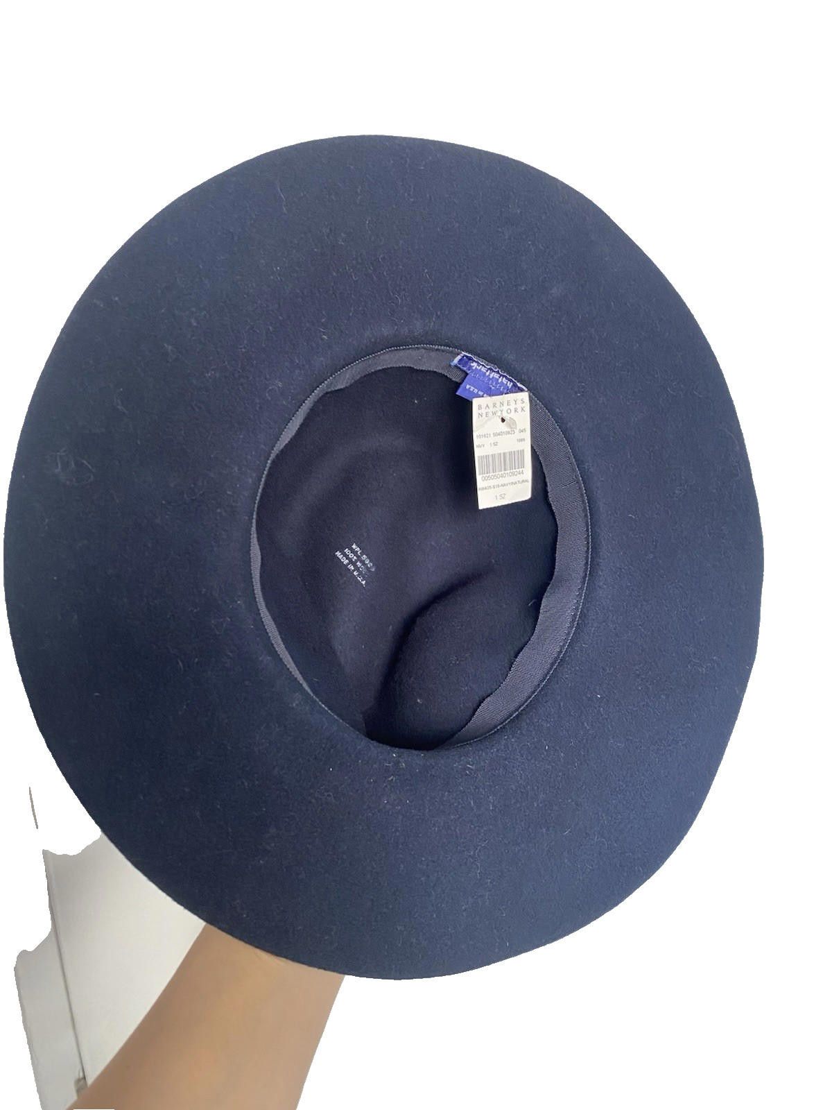 Other NWT Hat Attack 100% Wool Felt Fedora Leather Trim Navy Hat Size ONE SIZE - 6 Thumbnail