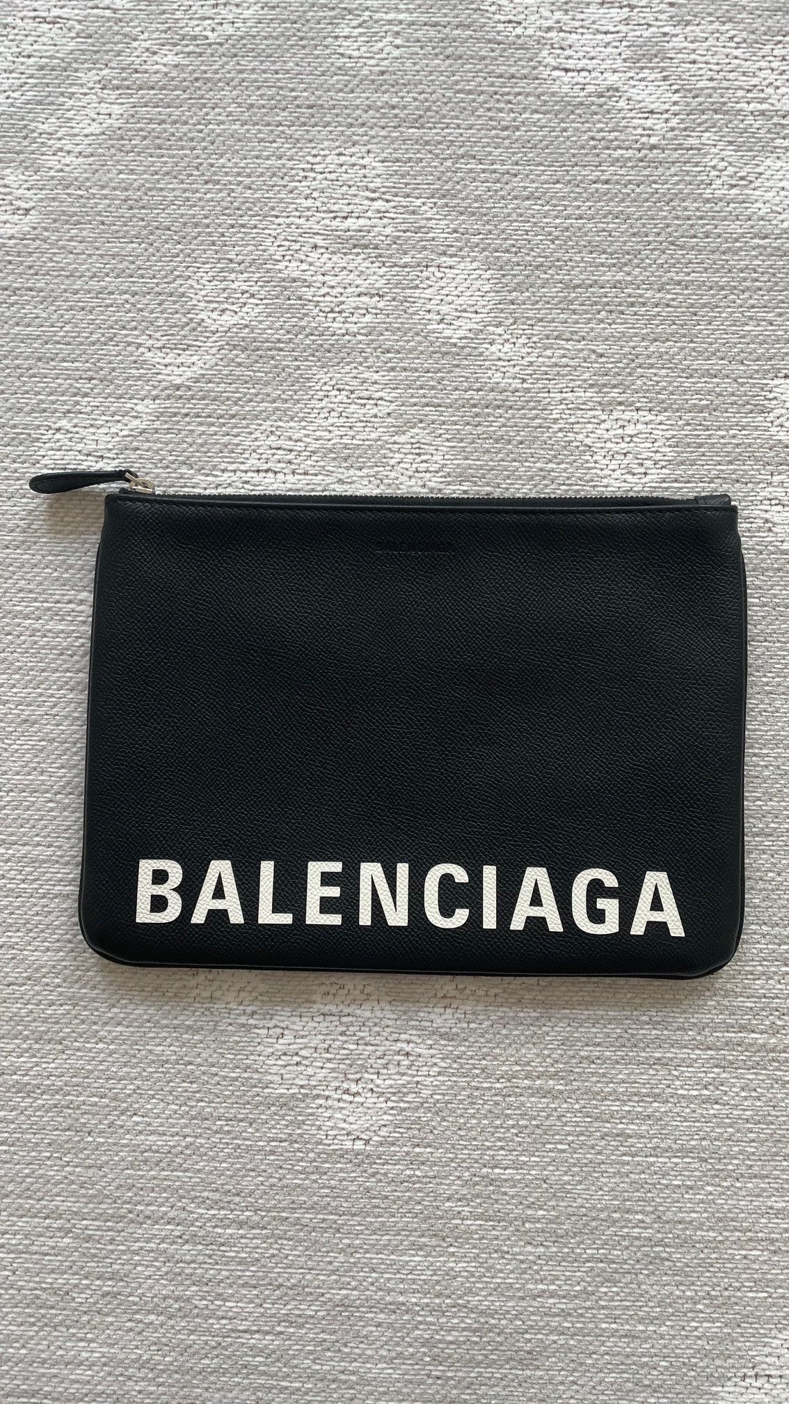 Balenciaga black leather pouch wallet logo