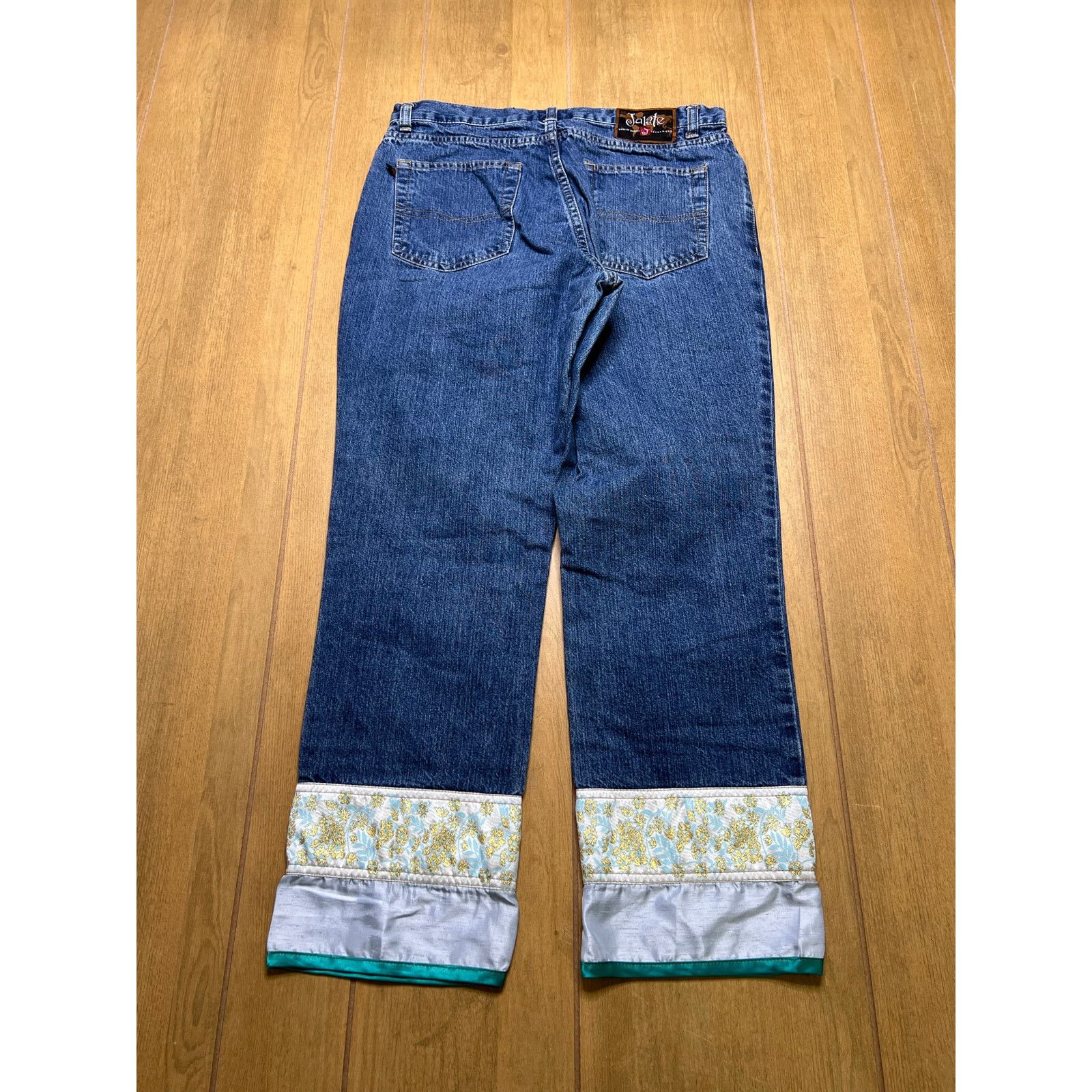 Vintage Jalate Jeans Womens 9/10 Sz 30x26 Blue Denim Floral Cuff Size 30" / US 8 / IT 44 - 4 Thumbnail