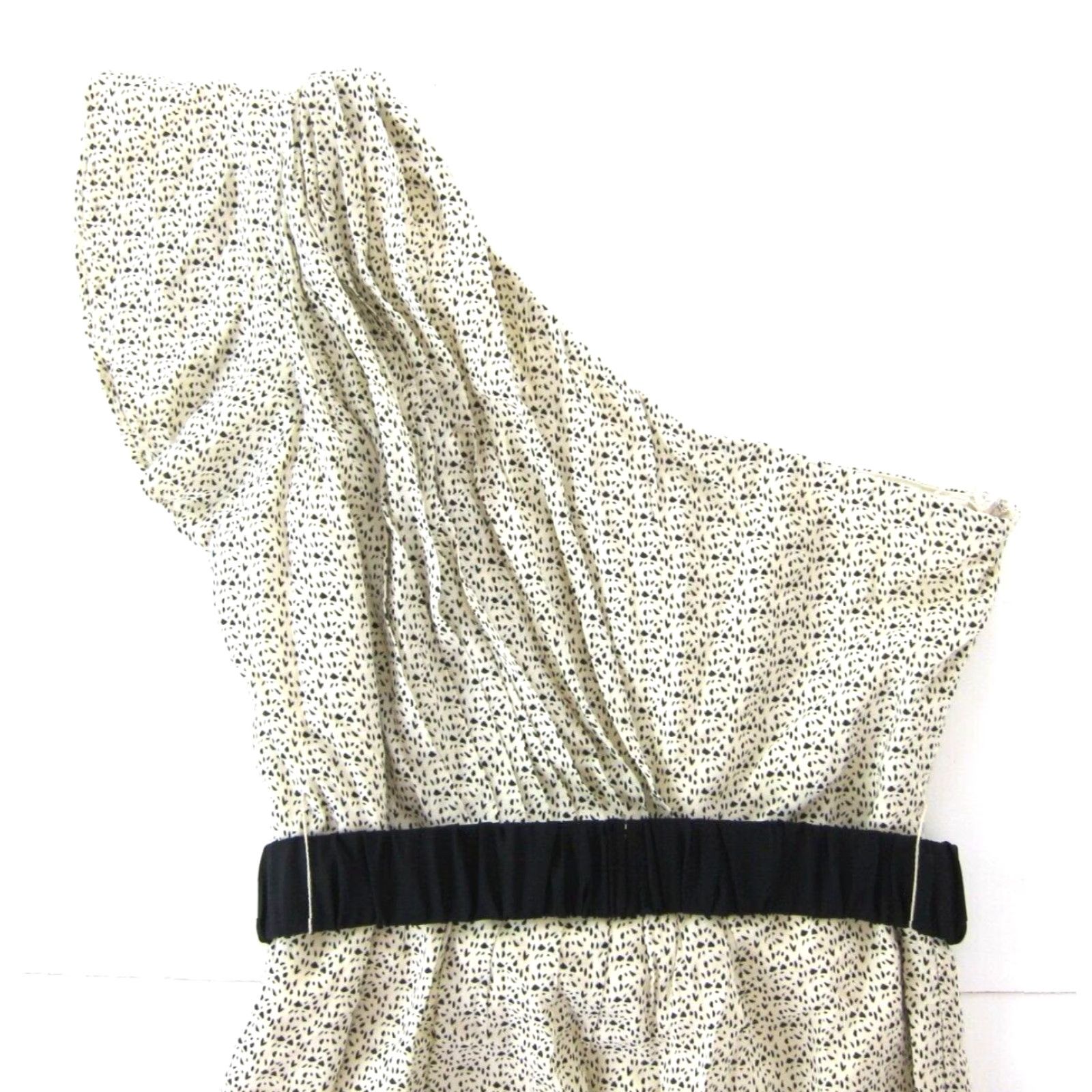 Vintage MM Couture 100% Rayon Ivory Black Polka Dot One Shoulder Sheath Dress Medium Size M / US 6-8 / IT 42-44 - 4 Thumbnail