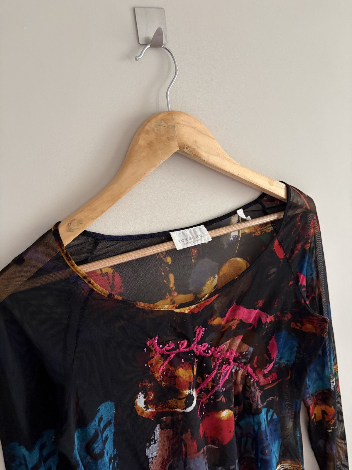 Iceberg Iceberg Multicolor Abstract Mesh Long Sleeve Top Size XL / US 12-14 / IT 48-50 - 2 Thumbnail