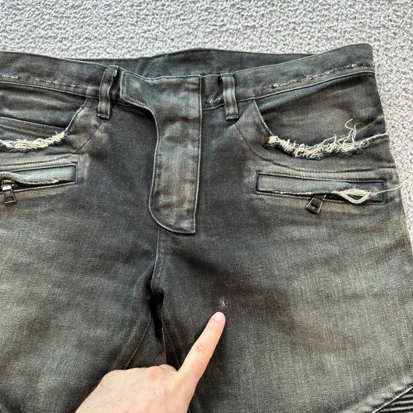 Balmain BALMAIN Paris Men's Black Moto Jeans Distressed Slim 33 Size US 33 - 10 Thumbnail
