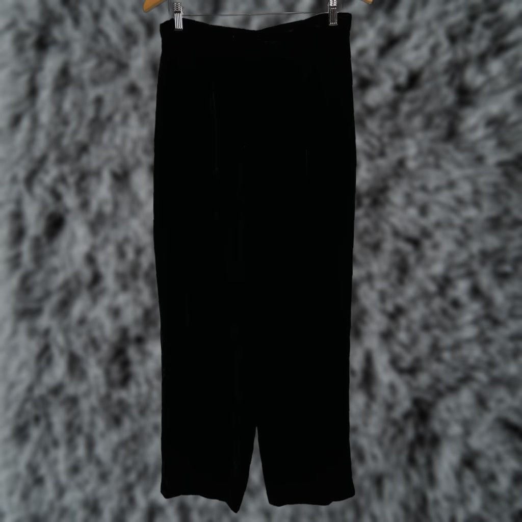 Coldwater Creek VINTAGE Coldwater Creek Velvet Pants Womens Back Zip Flat Front Taper Leg 14 Black GUC Dress Pants Womens Size 36" / US 14 / IT 50 - 1 Thumbnail