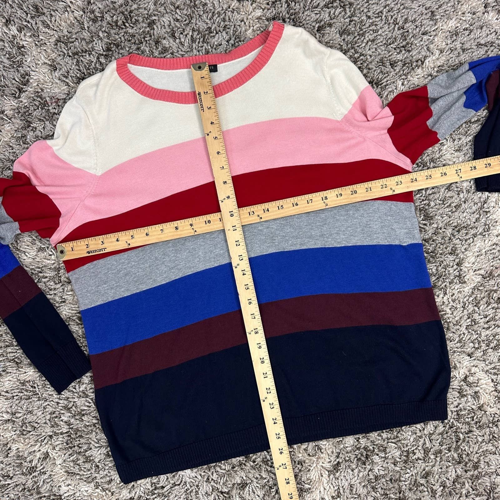 Other Talbots 2X XXL Ice Cream Rainbow Stripe Colorblock Sweater Size XXL / US 16-18 / IT 52-54 - 6 Thumbnail