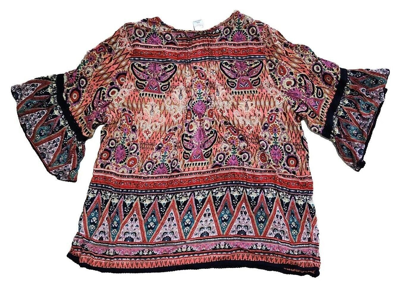 Designer Bila Top XXL hippie Boho Plus Size Cold Shoulder 2x Scoop Size XXL / US 16-18 / IT 52-54 - 2 Thumbnail