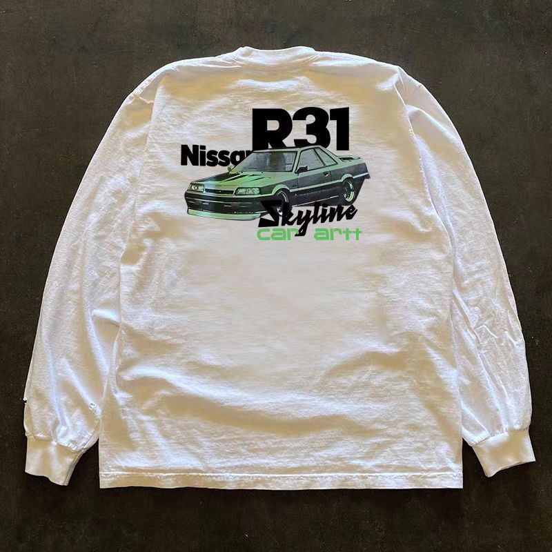 Japanese Brand × Jean White casual retro car print long sleeve tee Size US L / EU 52-54 / 3 - 1 Thumbnail