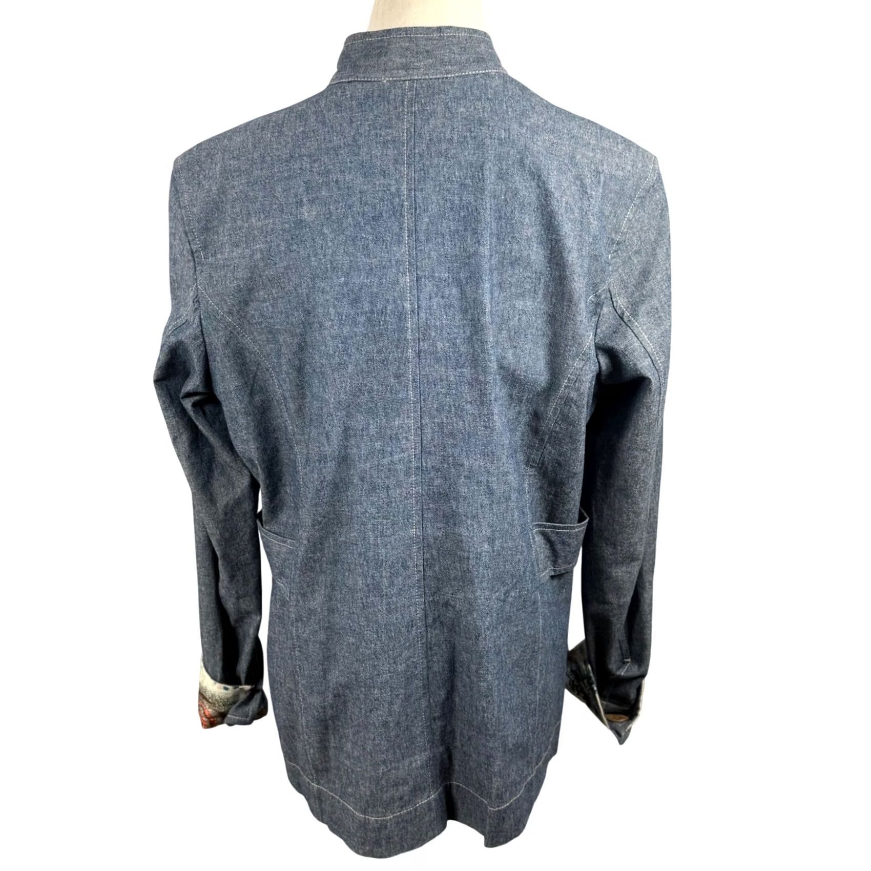 Denime EUC Vintage CityBlues M Denim Jacket Blue Mandarin Collar Safari Art to Wear 90s Size M / US 6-8 / IT 42-44 - 3 Thumbnail