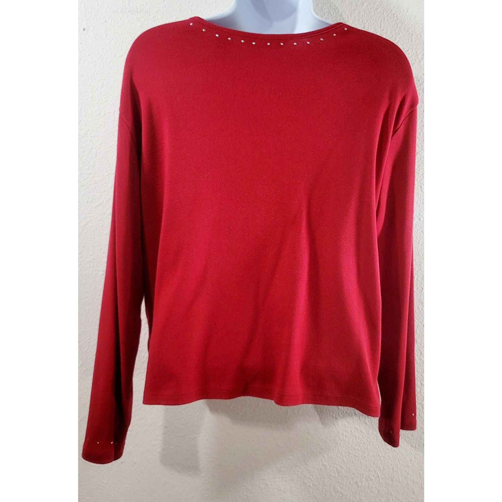 Other Draper's & Damon's Red Rhinestone Heart On Bodice Top PL Size L / US 10 / IT 46 - 4 Thumbnail
