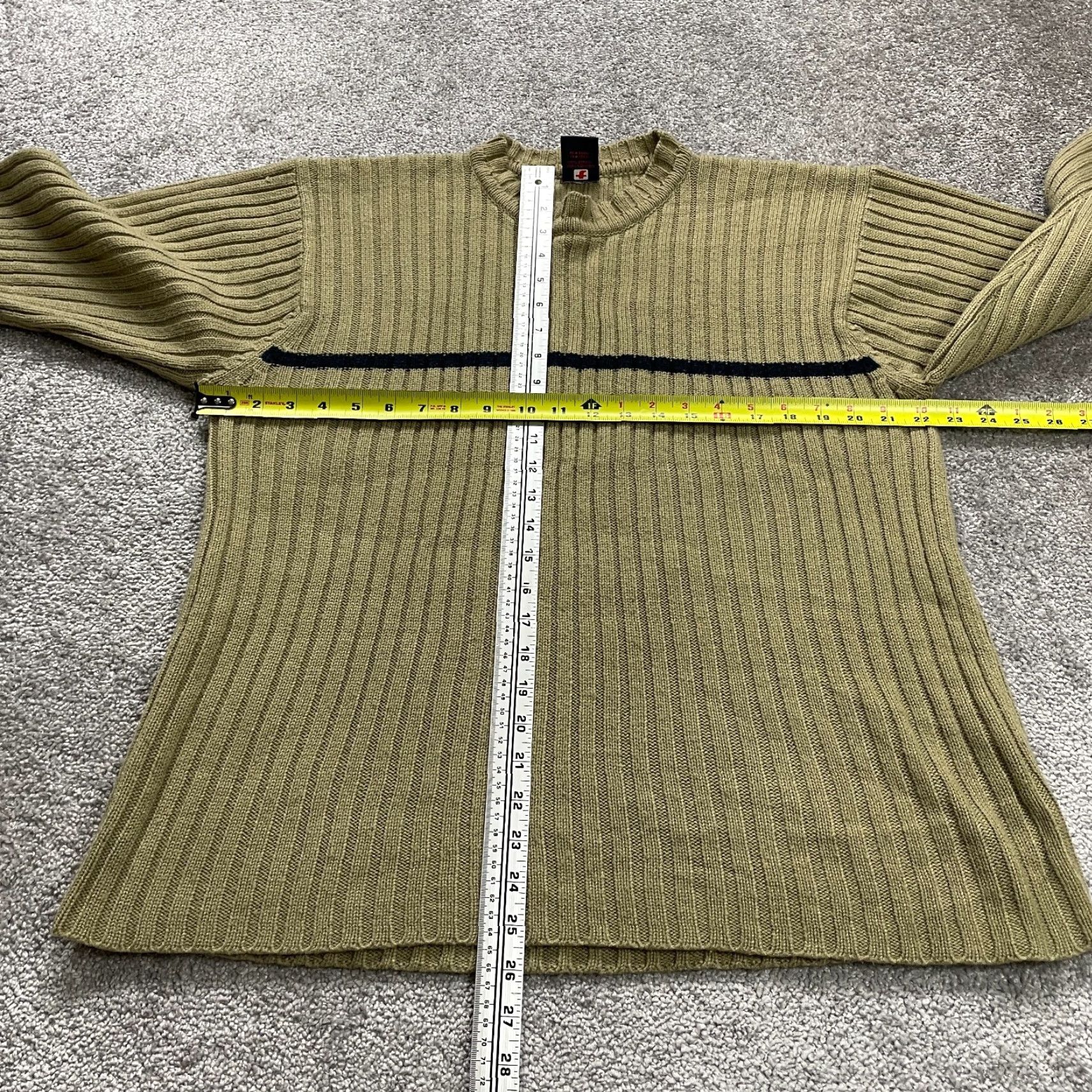 Vintage Ferruche Men’s Knit Pullover Sweater L Green Crew Neck Regular Fit - Solid Acrylic Casual Knit Sweatshirt - Mens Size US L / EU 52-54 / 3 - 7 Thumbnail