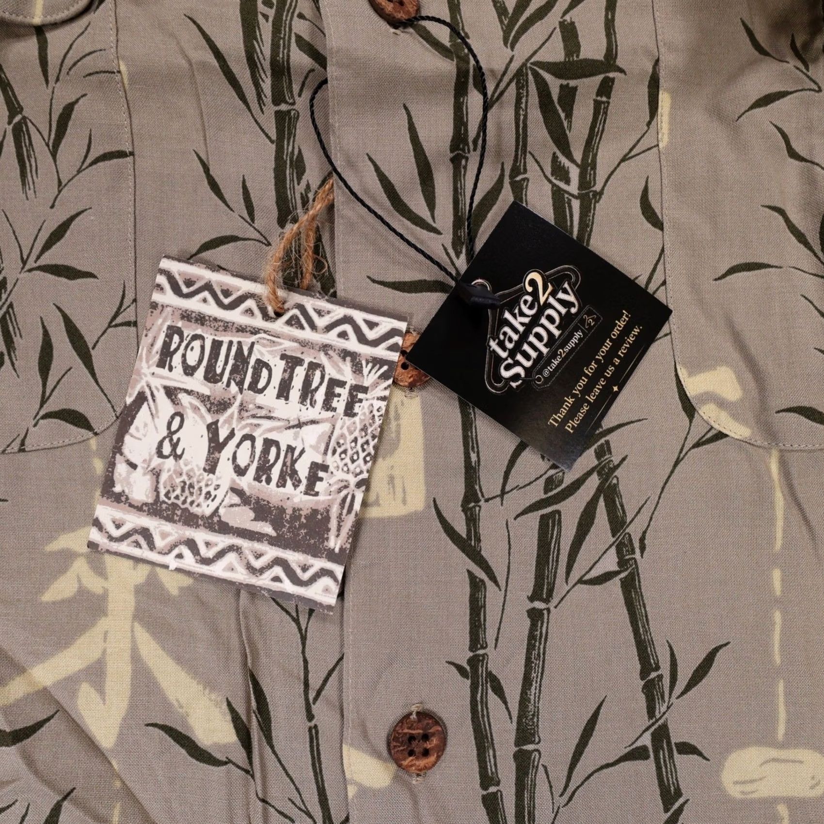 Roundtree & Yorke VINTAGE Roundtree & Yorke Shirt Mens XL Dune Bamboo Kanji Print Size US XL / EU 56 / 4 - 5 Thumbnail