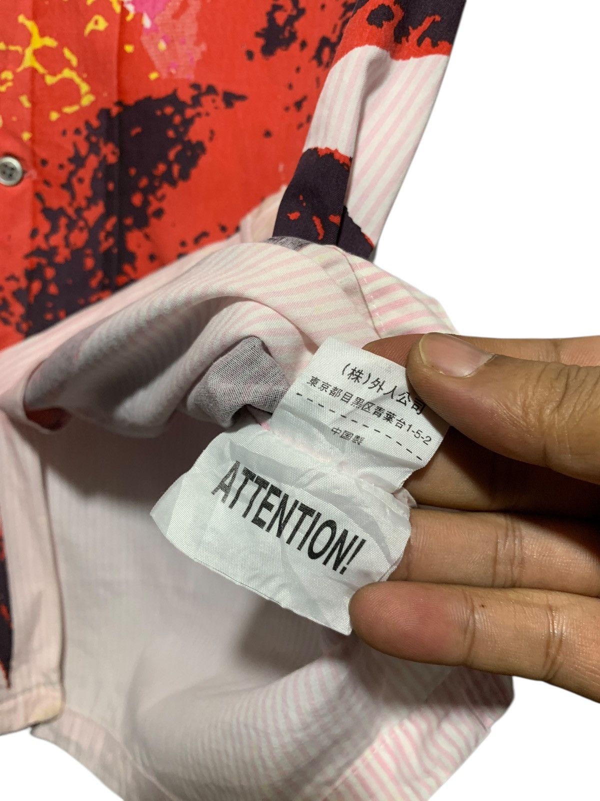 Hysteric Glamour Gaijin Made big flower splash pink striped shirt Size US L / EU 52-54 / 3 - 8 Thumbnail