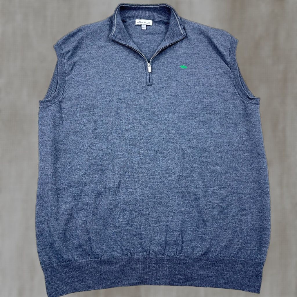 Peter Millar Peter Millar Sweater Vest Men Large Blue Knit Quarter Zip Mock Neck Size US L / EU 52-54 / 3 - 1 Thumbnail